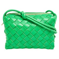 Bottega Veneta Green Intrecciato Leather Mini Loop Camera Crossbody Bag