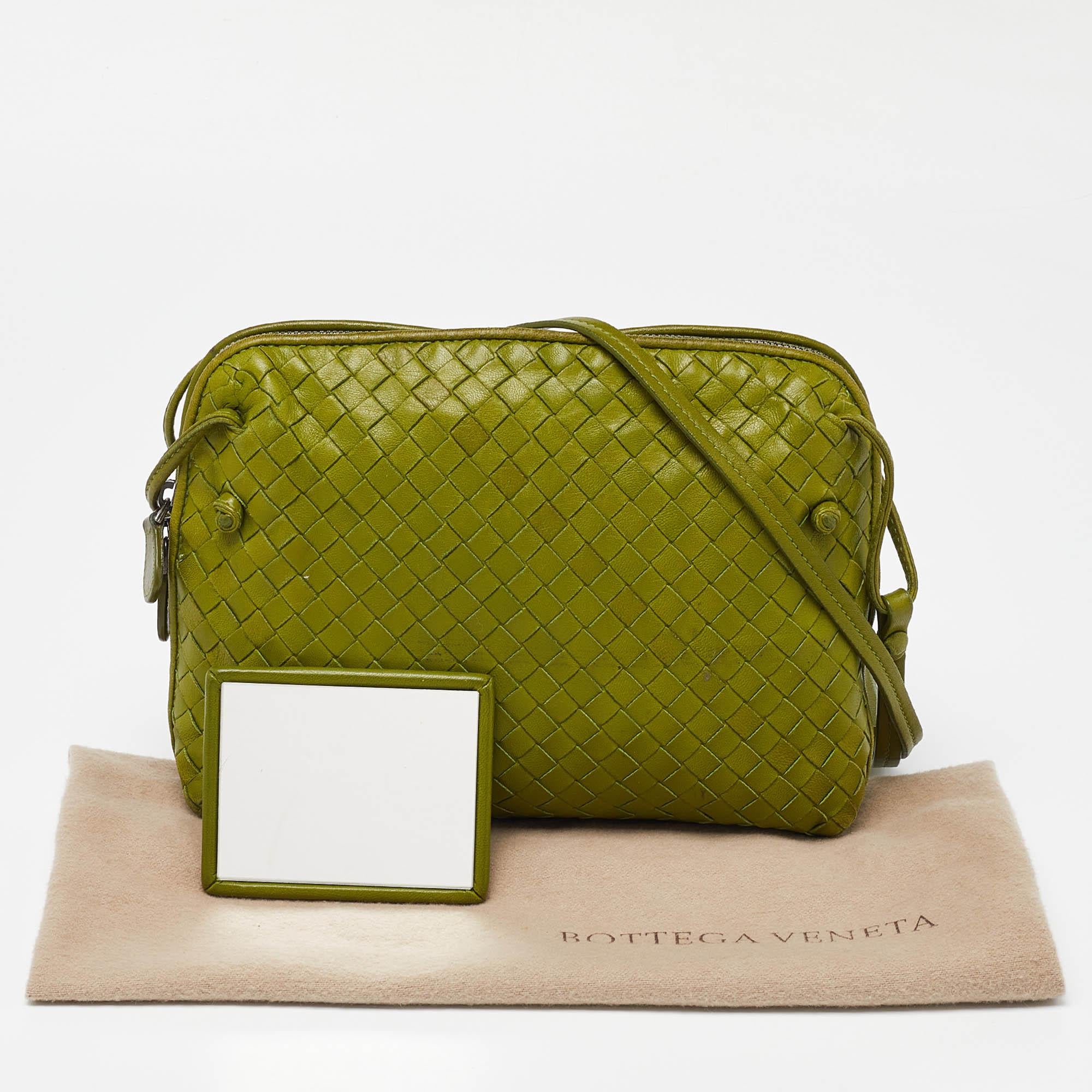 Bottega Veneta Green Intrecciato Leather Nodini Crossbody Bag 6