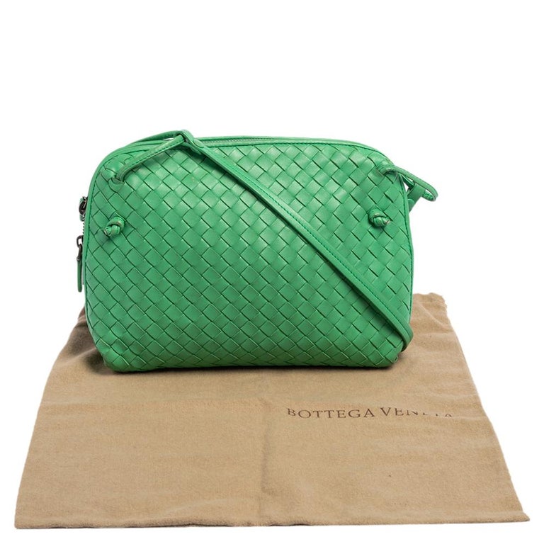 Bottega Veneta Green Intrecciato Leather Nodini Crossbody Bag