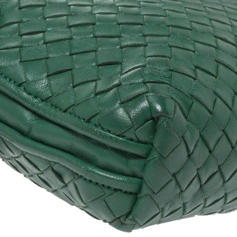 Black Bottega Veneta Green Intrecciato Leather Nodini Crossbody Bag