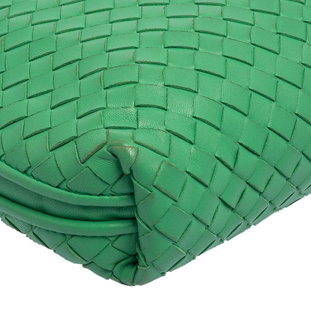 Women's Bottega Veneta Green Intrecciato Leather Nodini Crossbody Bag