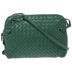 Bottega Veneta Green Intrecciato Leather Nodini Crossbody Bag