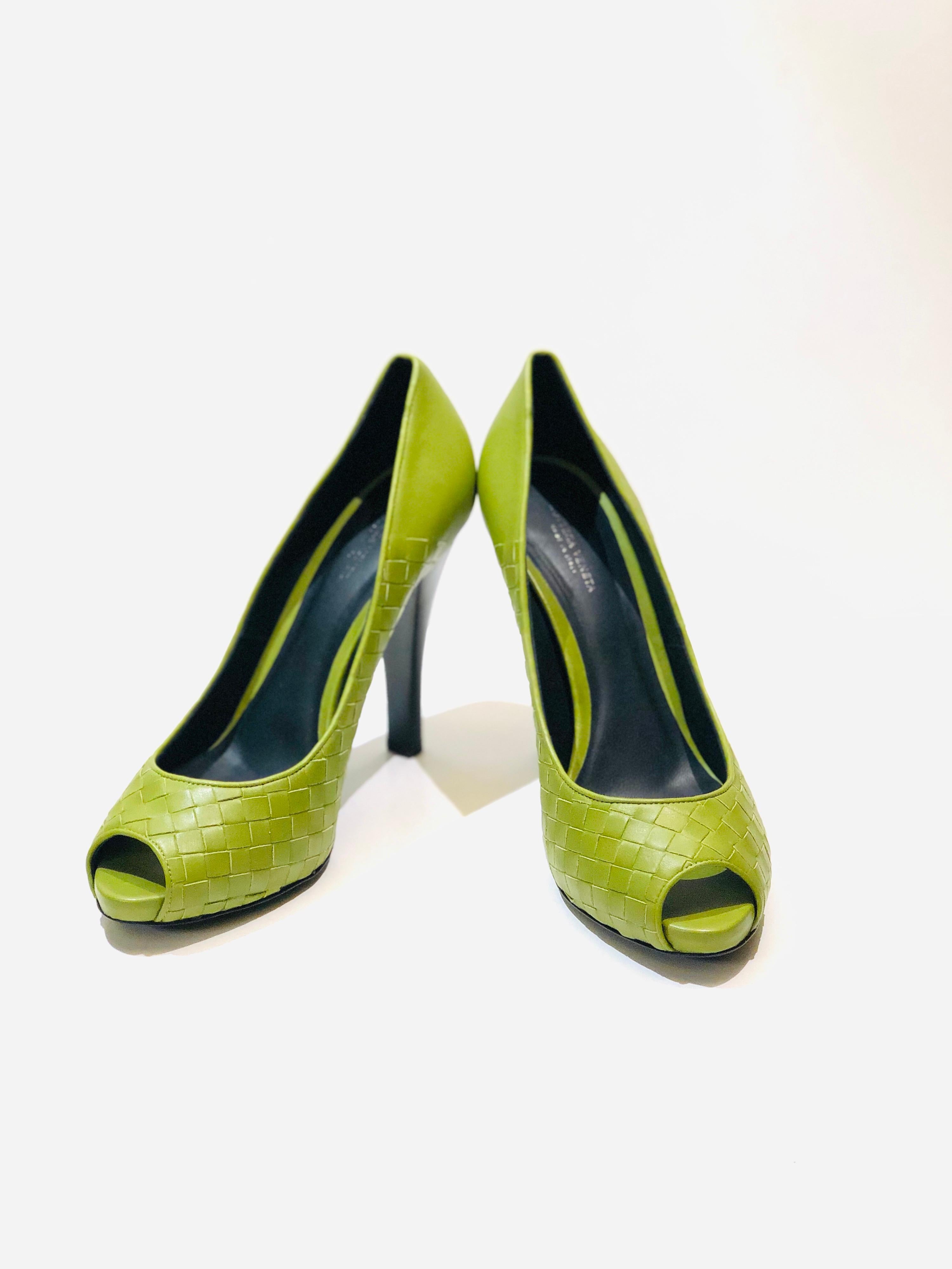 green bottega heels