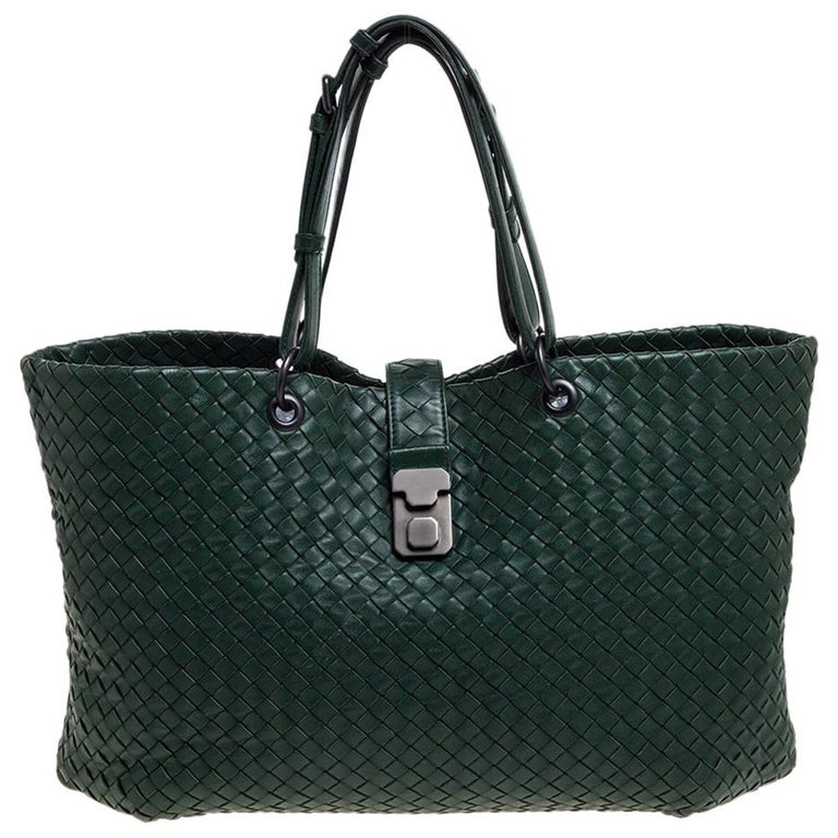 Bottega Veneta Vintage Green and Brown Intrecciato Woven Leather and C –  Amarcord Vintage Fashion