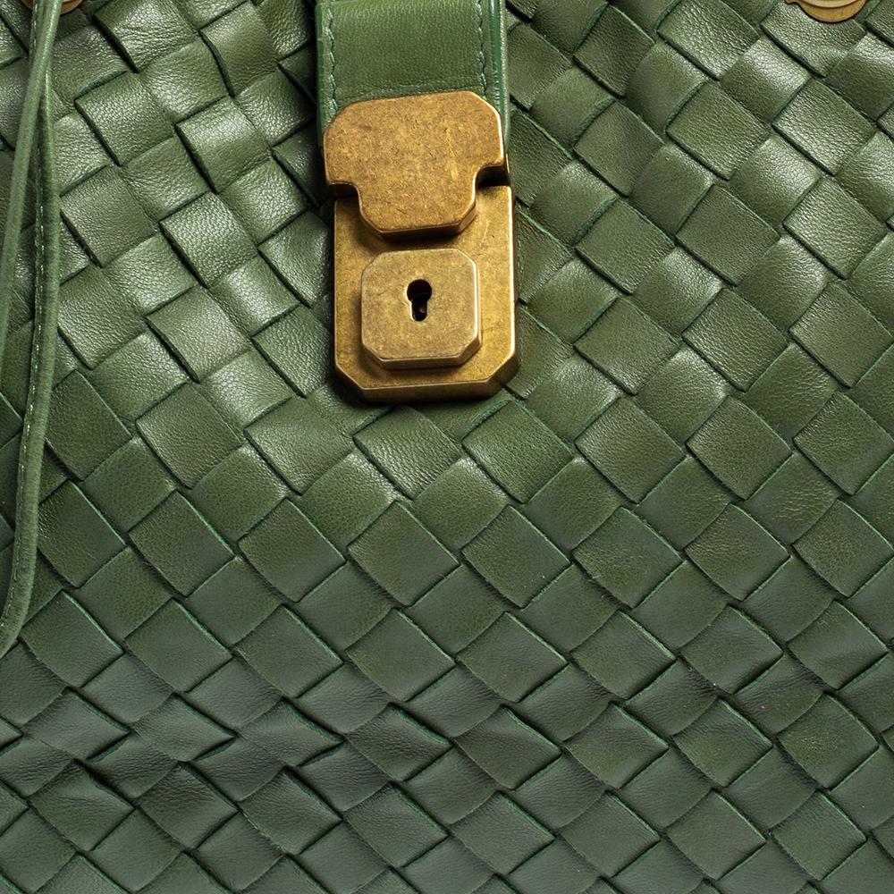 Bottega Veneta Green Intrecciato Leather Small Capri Tote 1