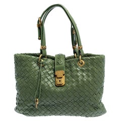 Bottega Veneta Green Intrecciato Leather Small Capri Tote