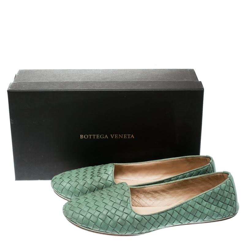 Bottega Veneta Green Intrecciato Leather Smoking Slippers Size 40 In Good Condition In Dubai, Al Qouz 2