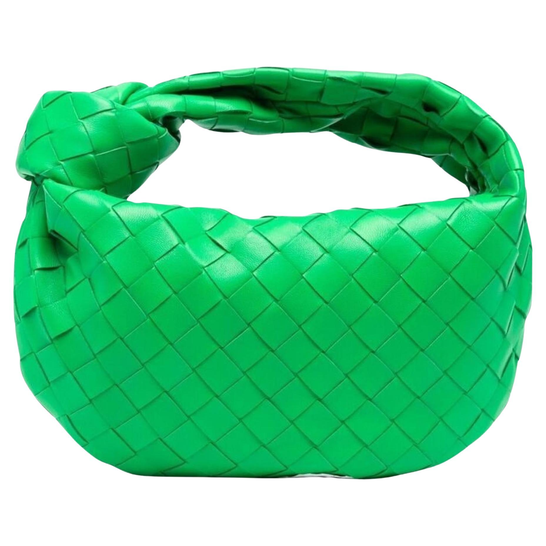 Bottega Veneta Jodie Top Handle Bag Mini Intreccio Green in