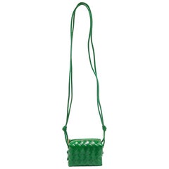 Bottega Veneta Green Intrecciato Patent Leather Candy Loop Crossbody Bag