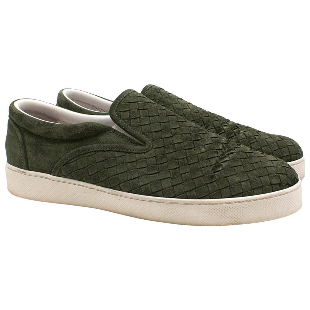 Bottega Veneta Green Intrecciato Suede Dodger Sneaker - estimated SIZE 45.5  at 1stDibs | bottega veneta intrecciato sneakers