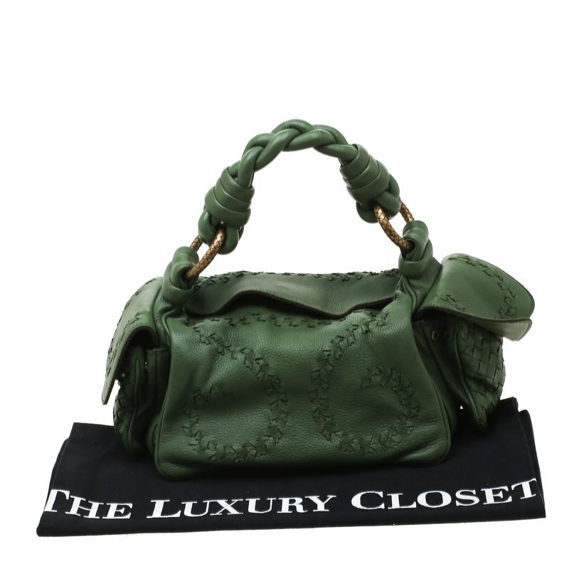 Bottega Veneta Green Intrecciato-Trimmed Leather Crocker Shoulder Bag 7