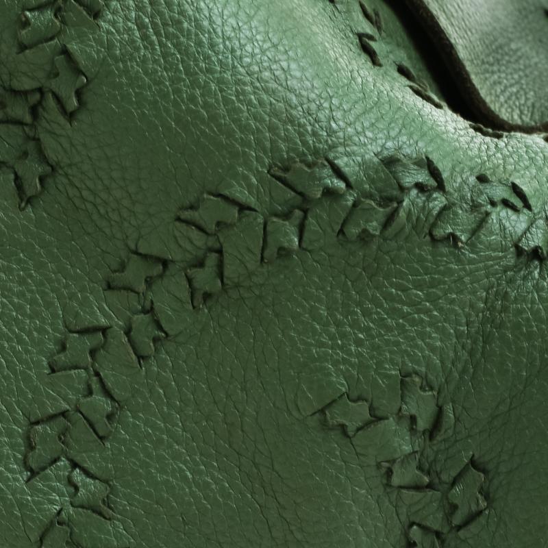 Bottega Veneta Green Intrecciato-Trimmed Leather Crocker Shoulder Bag 3
