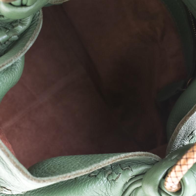 Bottega Veneta Green Intrecciato-Trimmed Leather Crocker Shoulder Bag 4