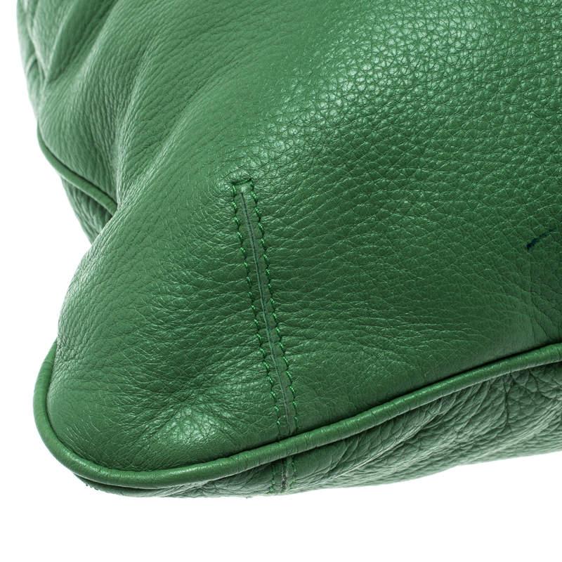 Bottega Veneta Green Leather Braided Handle Hobo For Sale 6