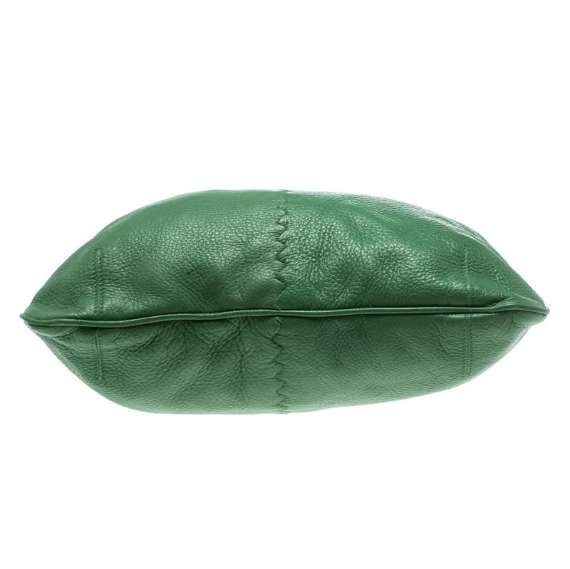Bottega Veneta Green Leather Braided Handle Hobo For Sale 1