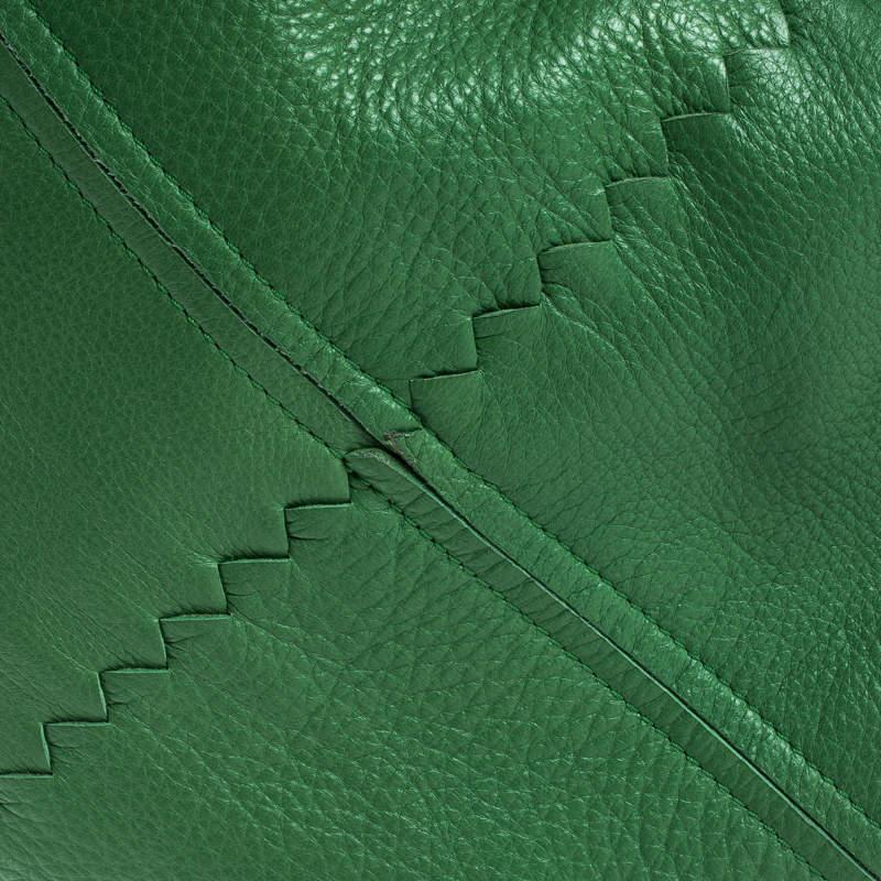 Bottega Veneta Green Leather Braided Handle Hobo For Sale 2