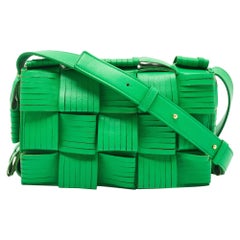 Bottega Veneta Green Leather Cassette Fringe Shoulder Bag