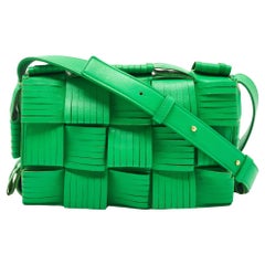 Used Bottega Veneta Green Leather Cassette Fringe Shoulder Bag
