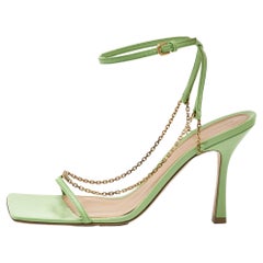 Bottega Veneta Green Leather Chain Strap Sandals Size 40
