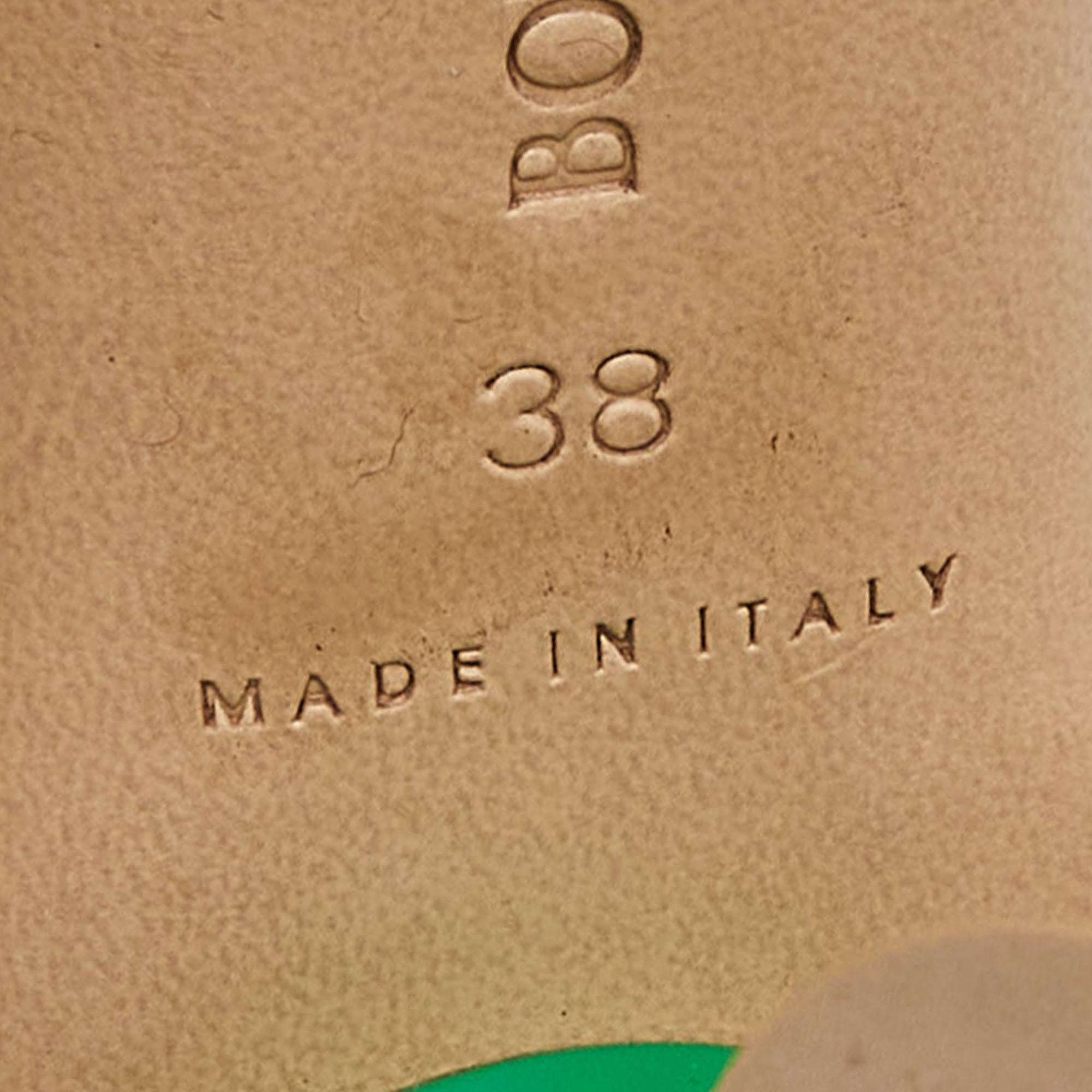 Bottega Veneta Green Leather Dot Embellished Leather Sandals Size 38 For Sale 3
