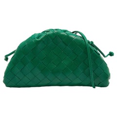 Bottega Veneta Green Leather Mini The Pouch Bag