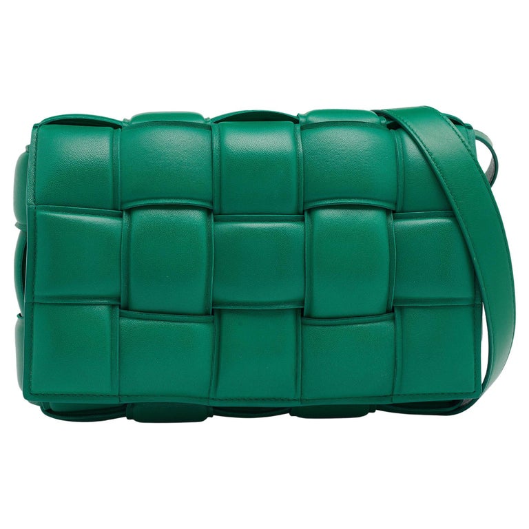 Bottega Veneta Green Leather Padded Cassette Flap Shoulder Bag at 1stDibs