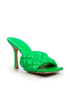 Bottega Veneta Green Leather Quilted Mules Size IT 38