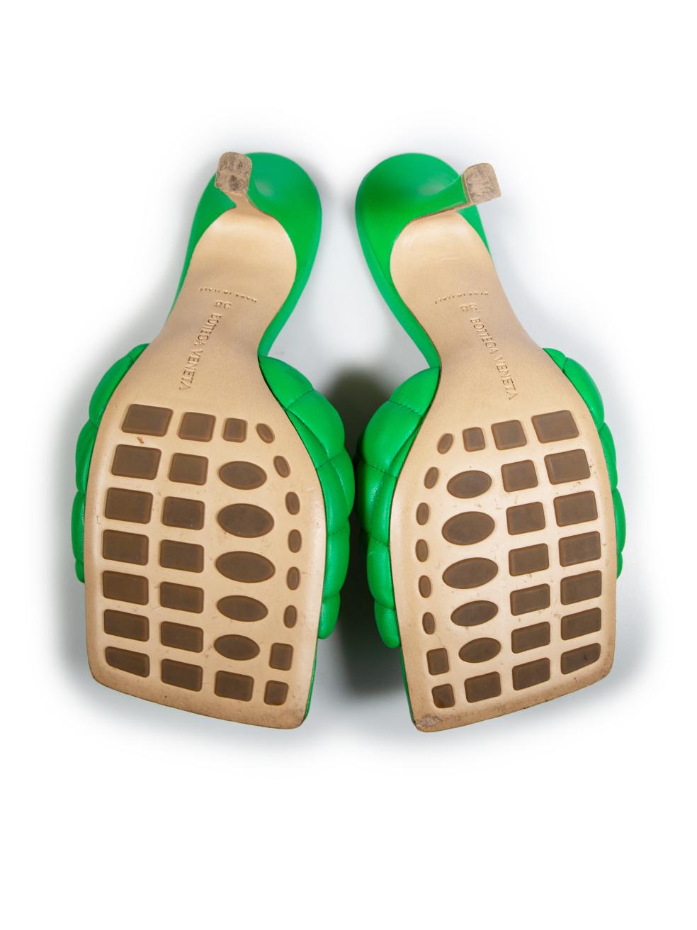 Women's Bottega Veneta Green Leather Quilted Mules Size IT 38