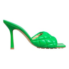 Bottega Veneta Green Leather Quilted Mules Size IT 38