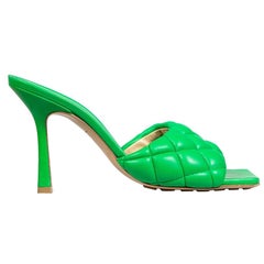 Bottega Veneta Green Leather Quilted Mules Size IT 38