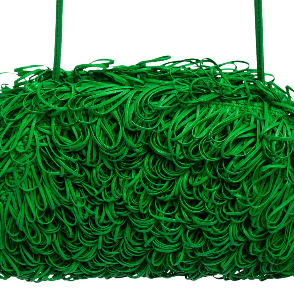 Bottega Veneta Green Leather The Sponge Clutch 4