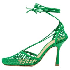 Bottega Veneta Green Mesh Stretch Ankle Tie Pumps Size 37.5