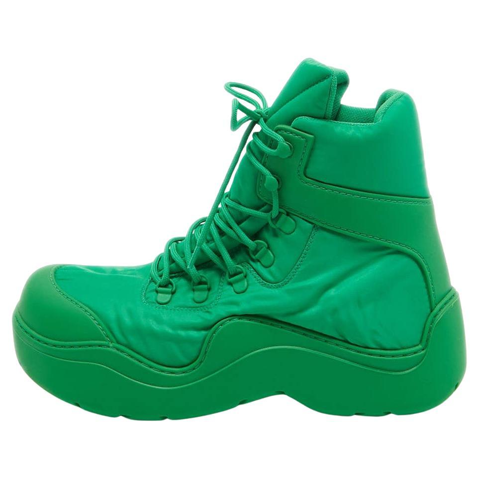 Bottega Veneta Green Nylon Puddle Bomber Boots Size 42 For Sale
