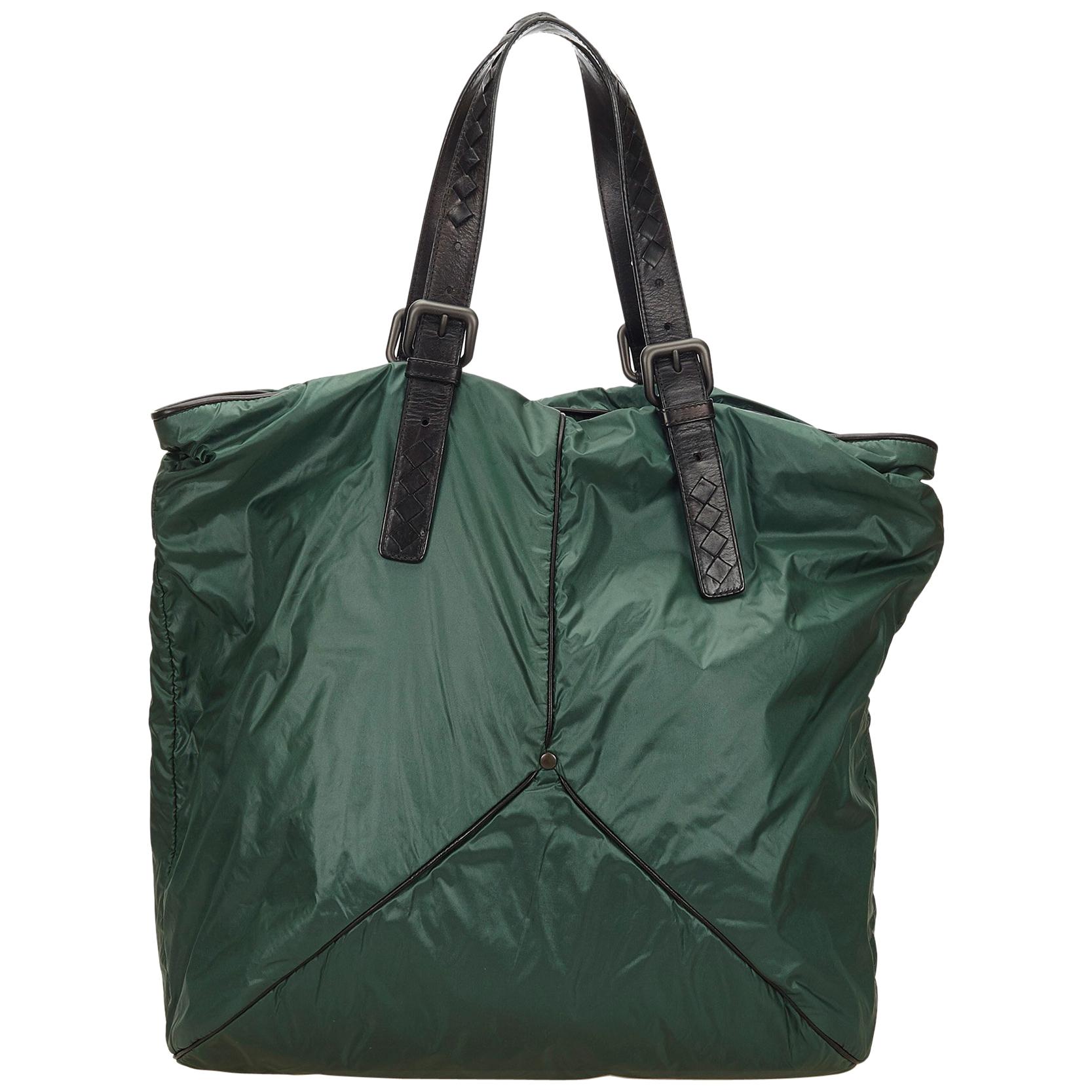 Bottega Green Nylon Shoulder Bag For Sale at 1stdibs