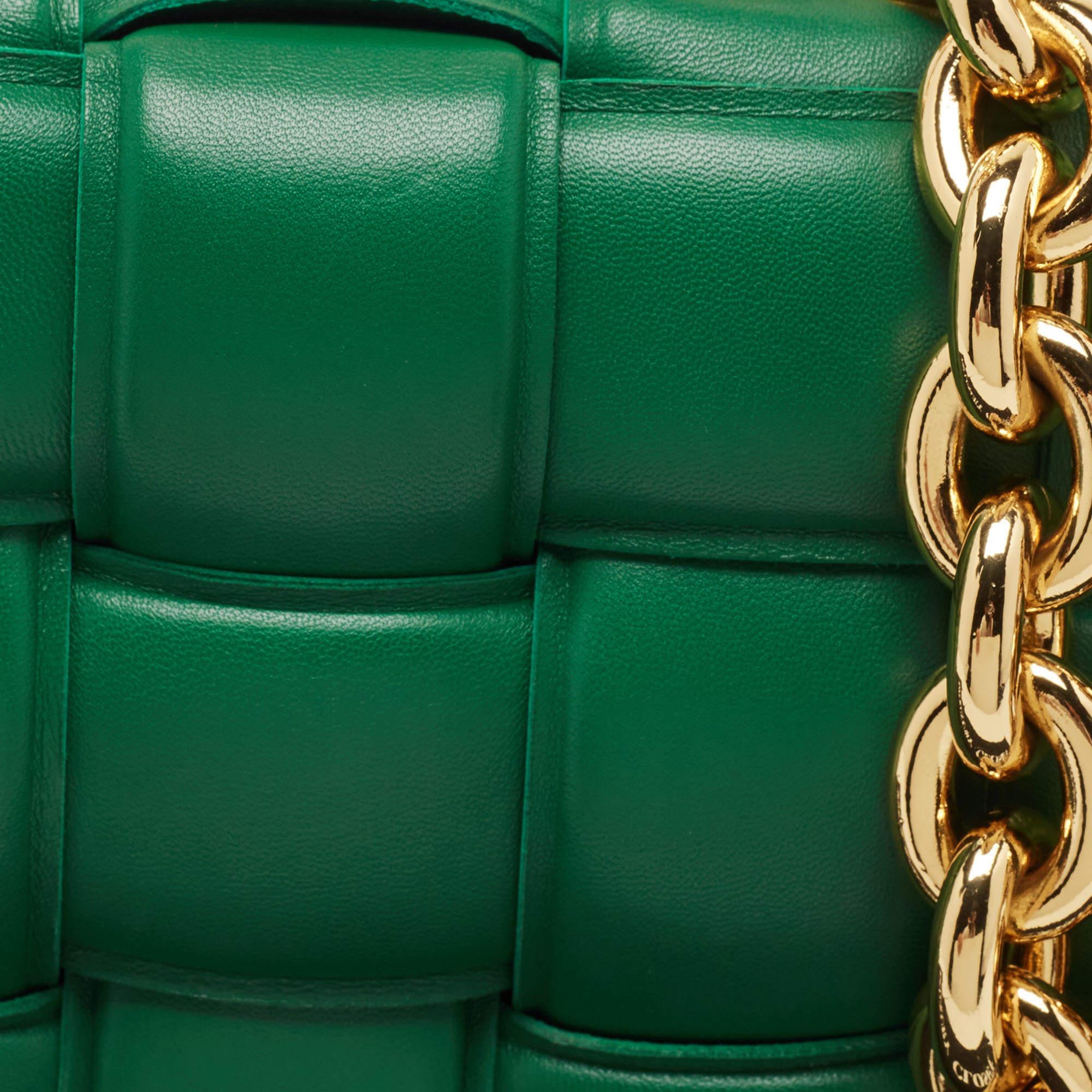 Bottega Veneta Green Padded Intrecciato Leather Cassette Chain Bag 8