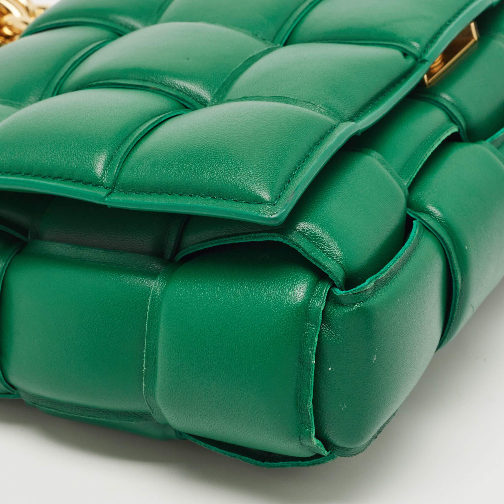 Bottega Veneta Green Padded Intrecciato Leather Cassette Chain Bag 2