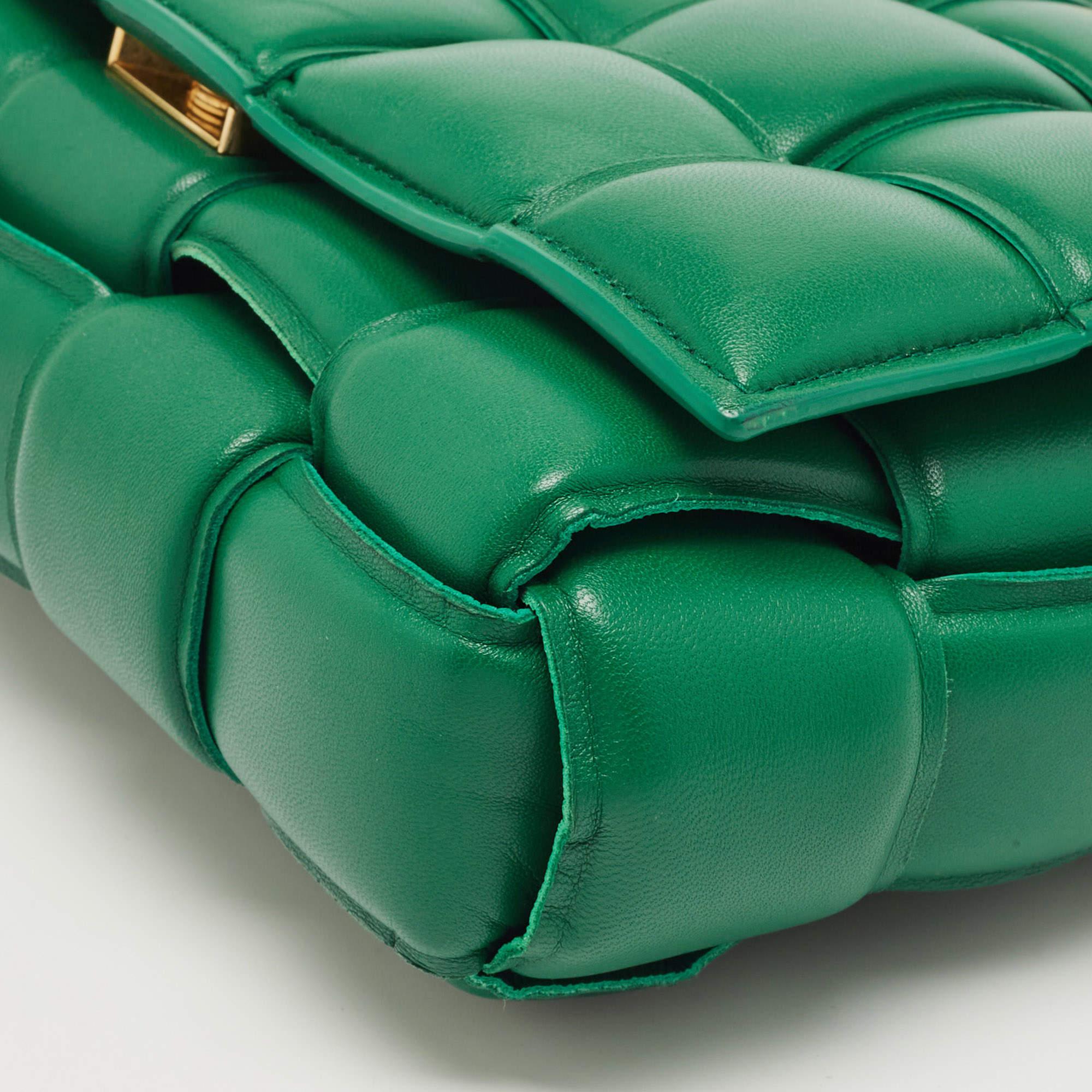 Bottega Veneta Green Padded Intrecciato Leather Cassette Chain Bag 3