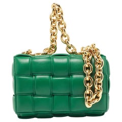 Bottega Veneta Green Padded Intrecciato Leather Cassette Chain Bag