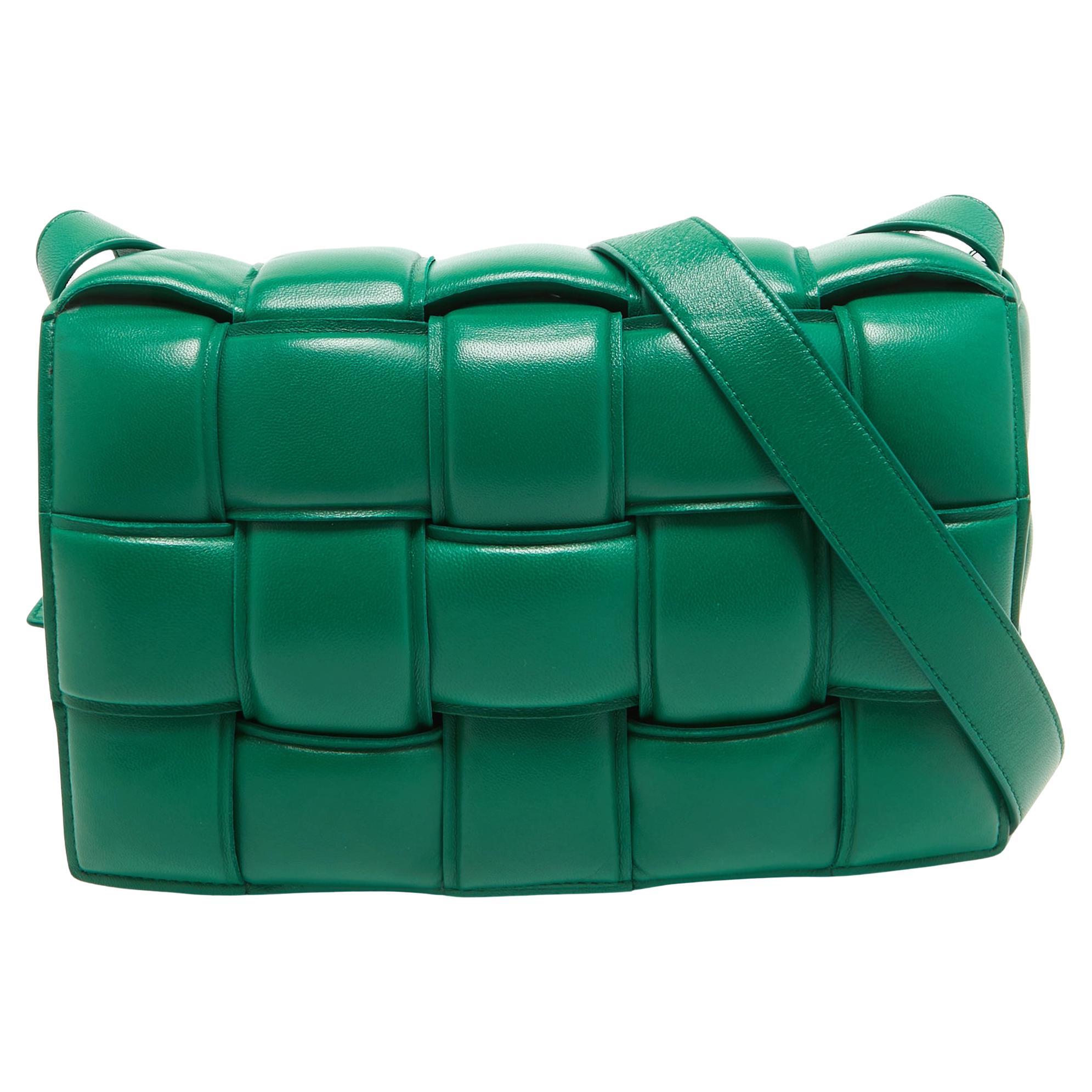 Bottega Veneta Green Padded Leather Cassette Shoulder Bag For Sale