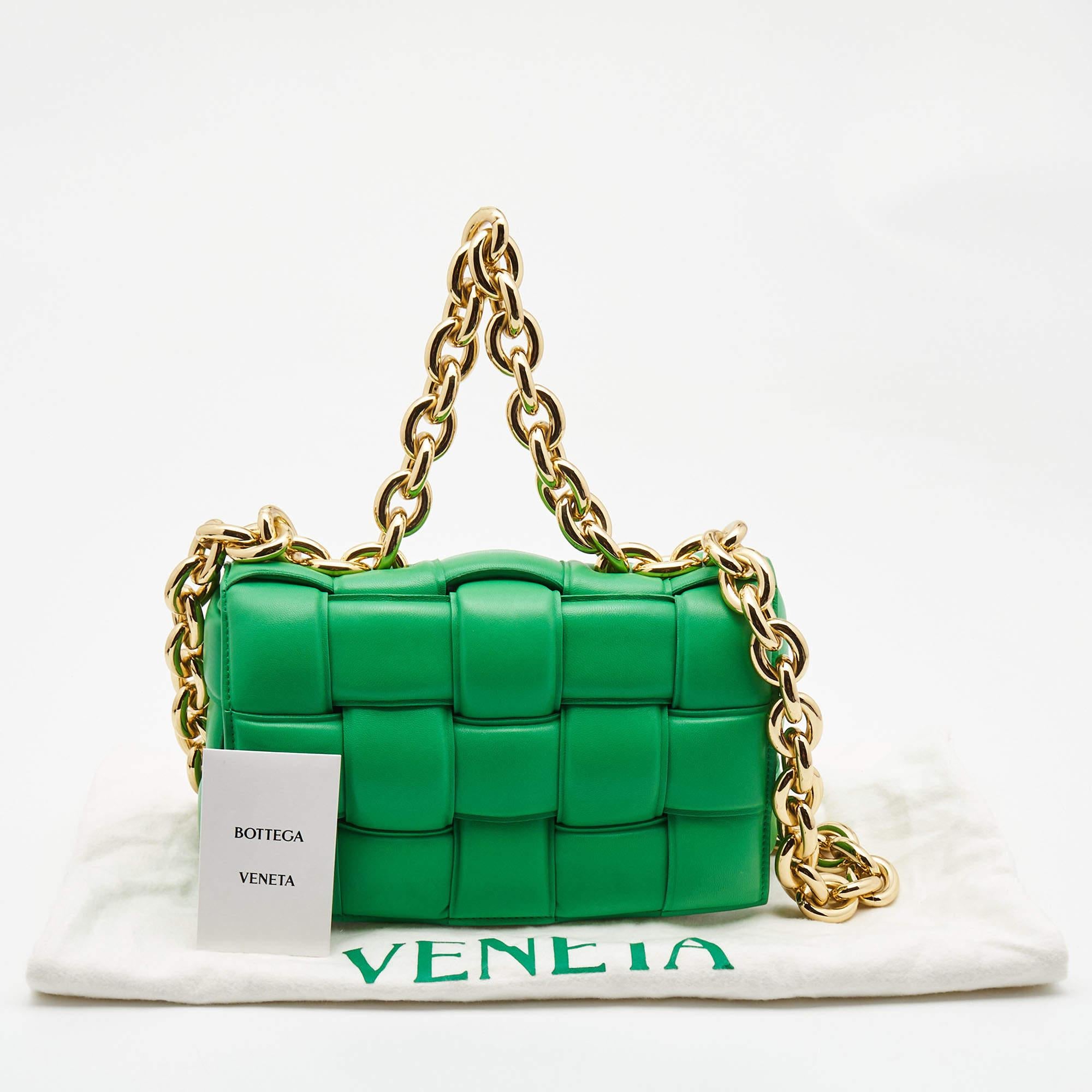 Bottega Veneta Green Padded Leather Chain Cassette Shoulder Bag 10
