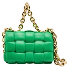 Bottega Veneta Green Padded Leather Chain Cassette Shoulder Bag