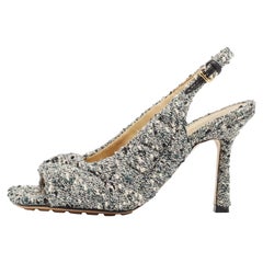 Bottega Veneta Green Padded Tweed Slingback Sandals Size 36