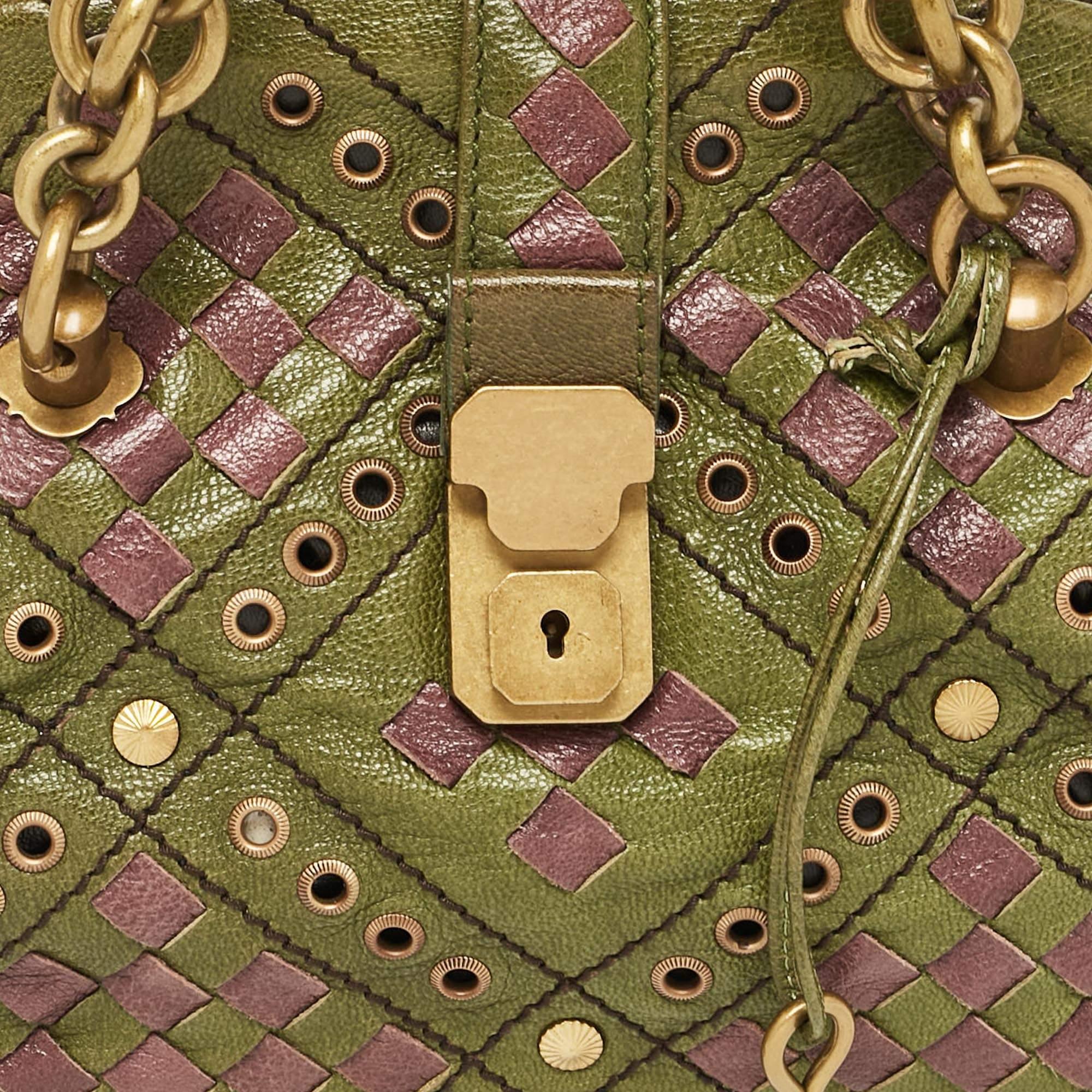 De las mujeres Bottega Veneta Bolso Bowler de Piel Intrecciato Verde/Morado