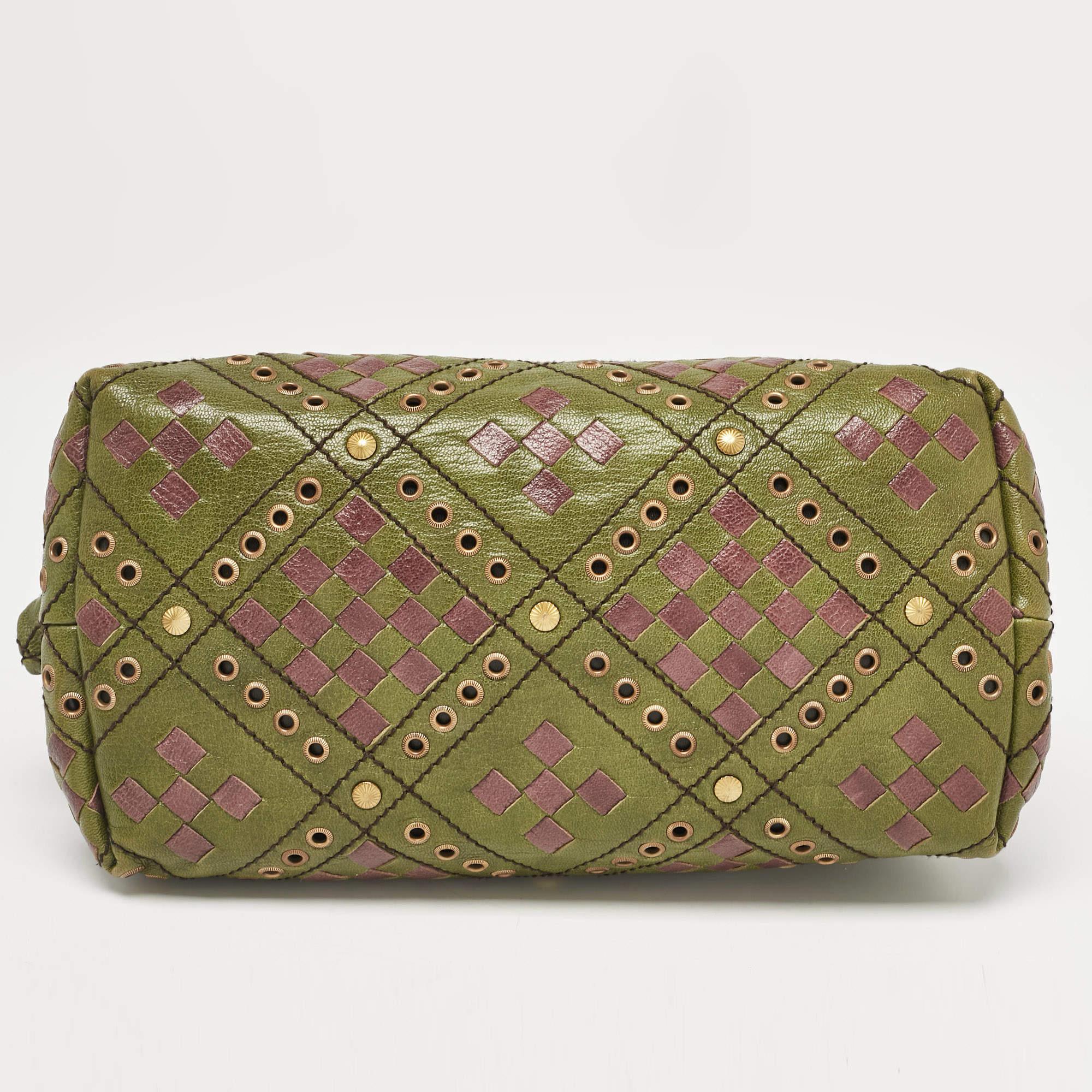 Bottega Veneta Bolso Bowler de Piel Intrecciato Verde/Morado 1