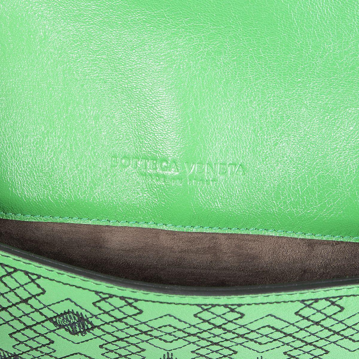 Black BOTTEGA VENETA green & purple leather IRISH MADRAS Shoulder Bag
