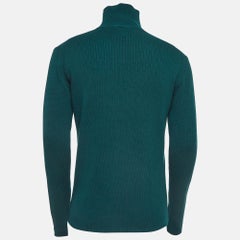 Bottega Veneta Green Rib Knit Turtleneck Pullover M