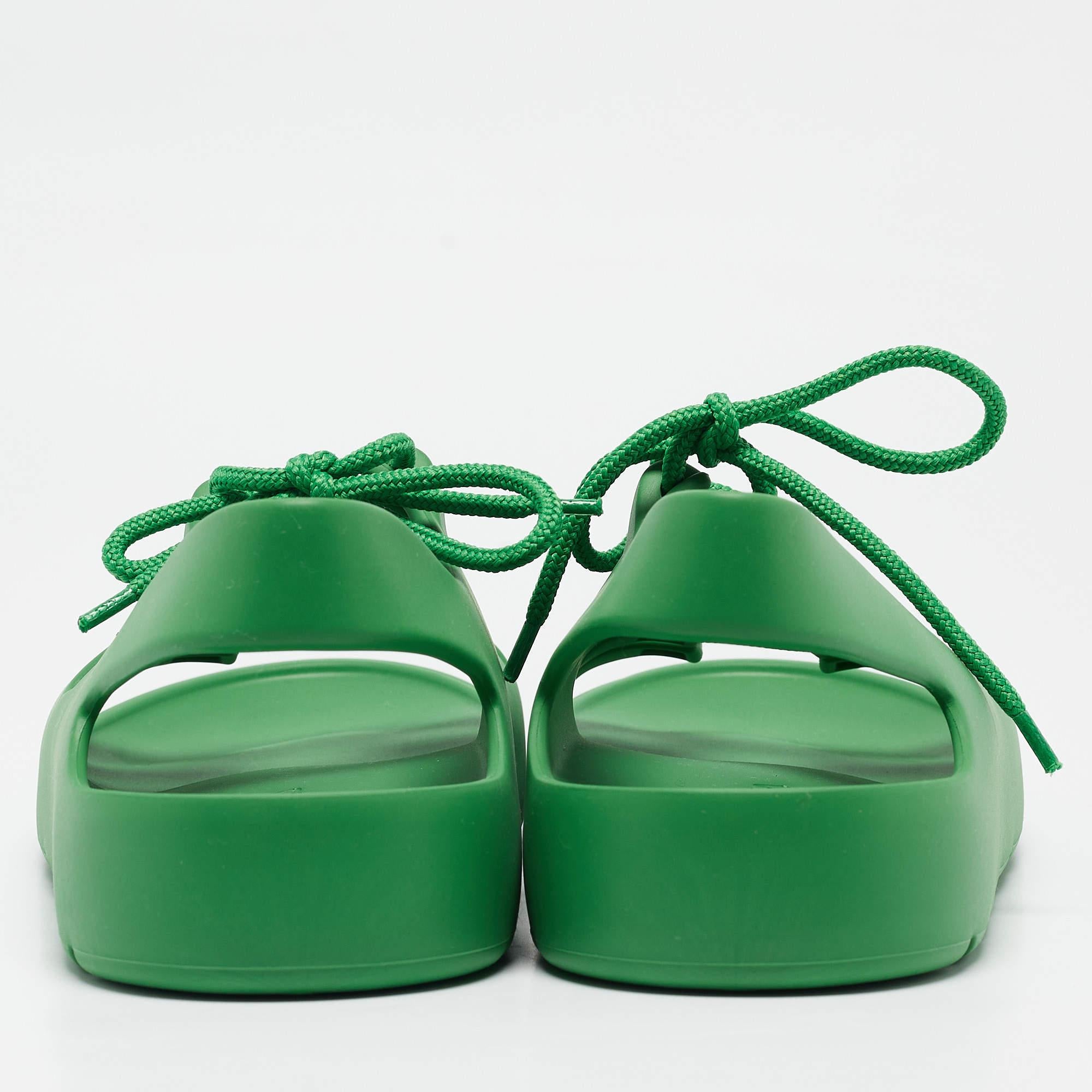 Bottega Veneta Green Rubber Lace Up Flat Sandals Size 41 1