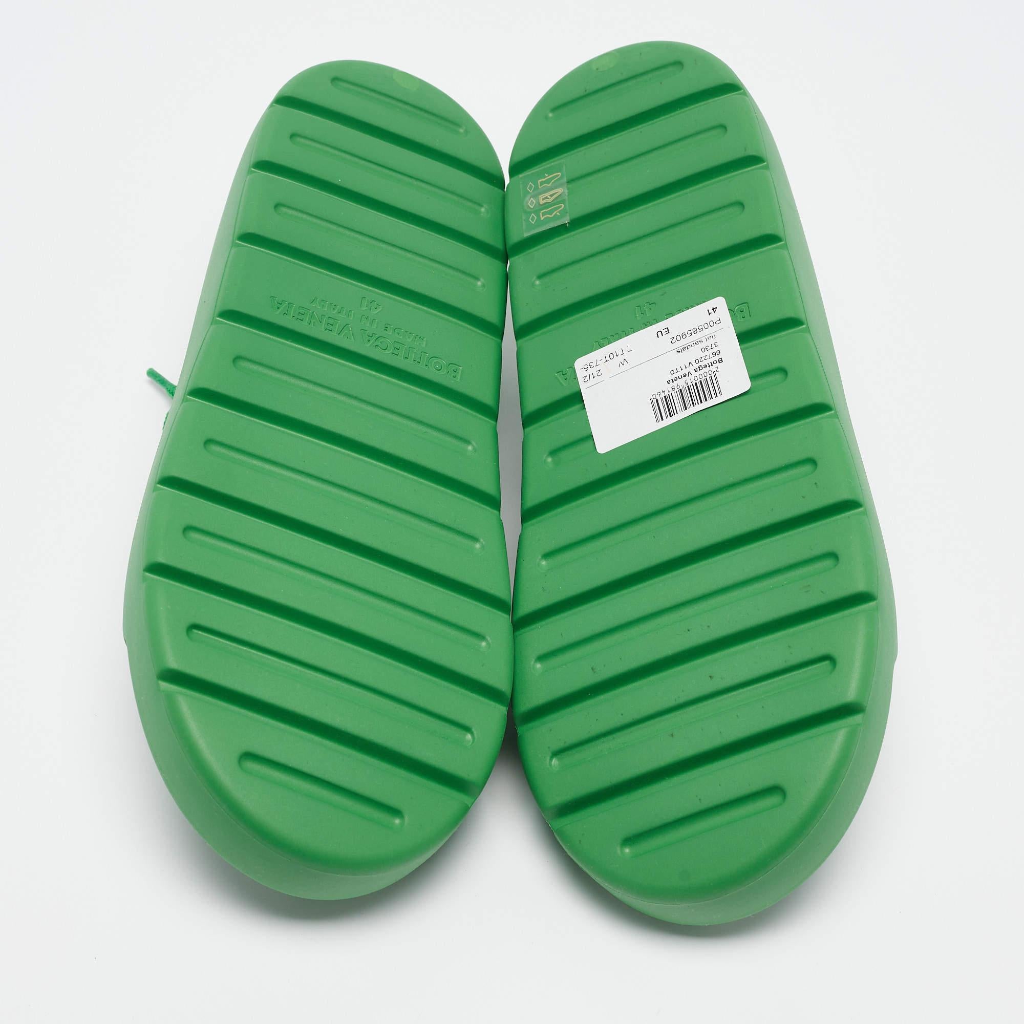 Bottega Veneta Green Rubber Lace Up Flat Sandals Size 41 2