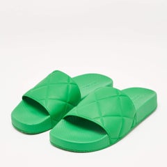 Bottega Veneta Green Rubber Pool Slides Size 35