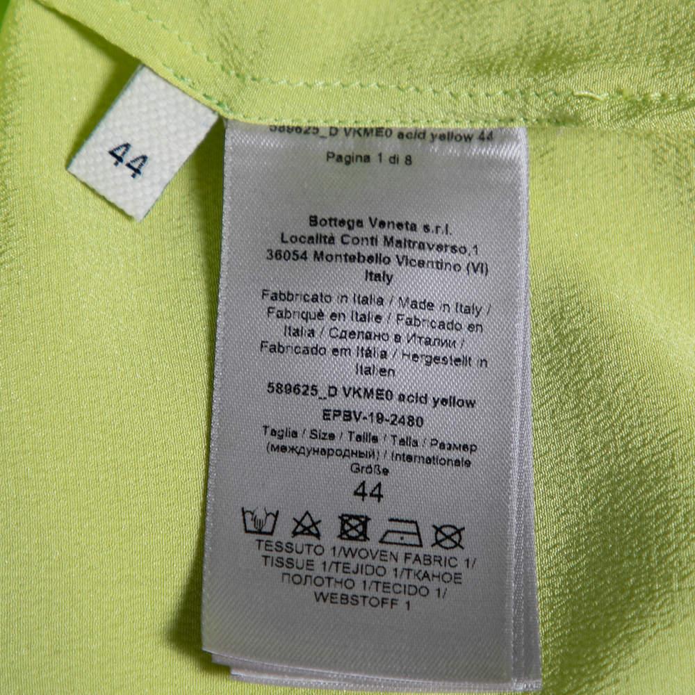 Bottega Veneta Green Silk & Quilted Plastron Detailed Tuxedo Shirt M For Sale 1